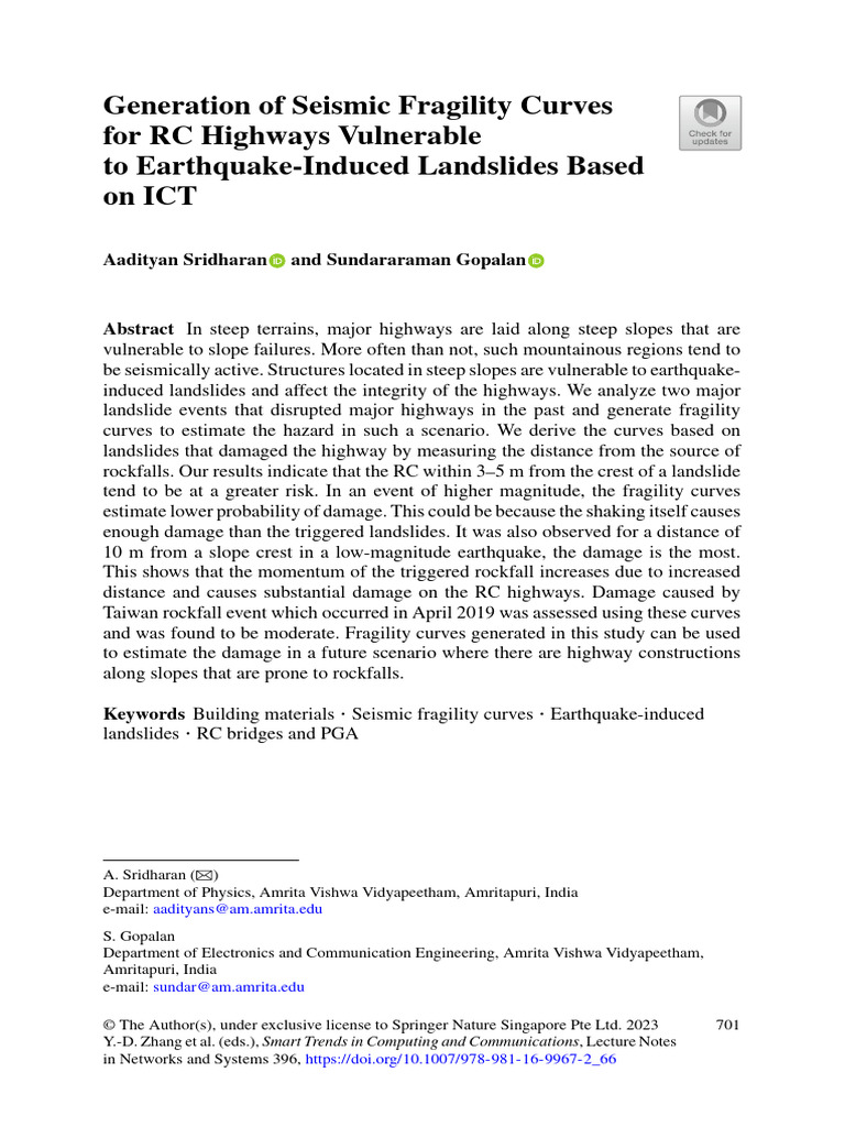 Seismic Fragility Curves for RC Highways | PDF | Landslide | Earthquakes
