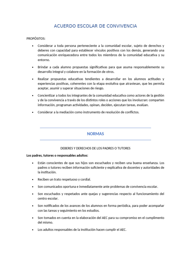 Acuerdo Escolar de Convivencia 2023 | PDF | Enseñando | Escuelas