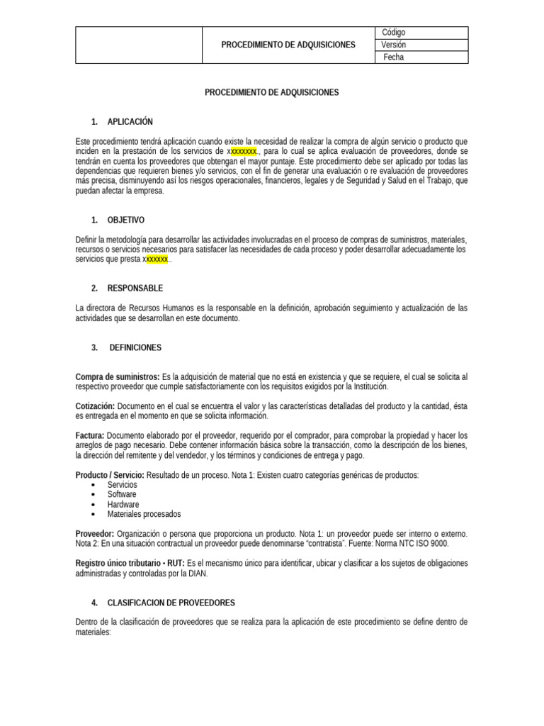 Procedimiento de Adquisiciones Efectivo | PDF | Hardware de la ...