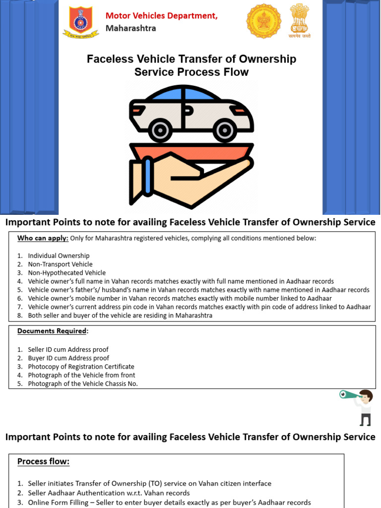7 Faceless Vehicle Transfer of Ownership Service Flow Citizen Training ...