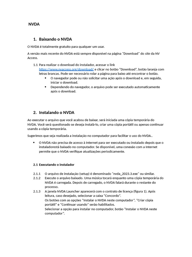 Guia de Download e Instalação do NVDA | PDF | Microsoft Windows ...