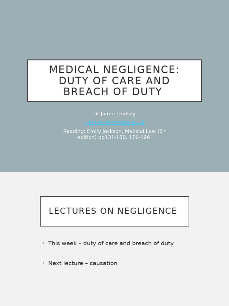 Medical Negligence: Duty & Breach Explained | PDF | Negligence | Medicine