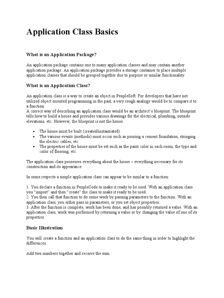 Application Class Basics What Is An Application Package? PDF Class