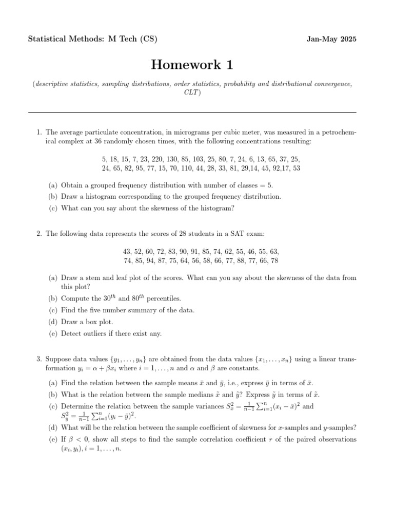 hw_1 | PDF | Standard Deviation | Random Variable
