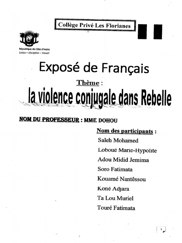 Expose Violence Conjugale | PDF