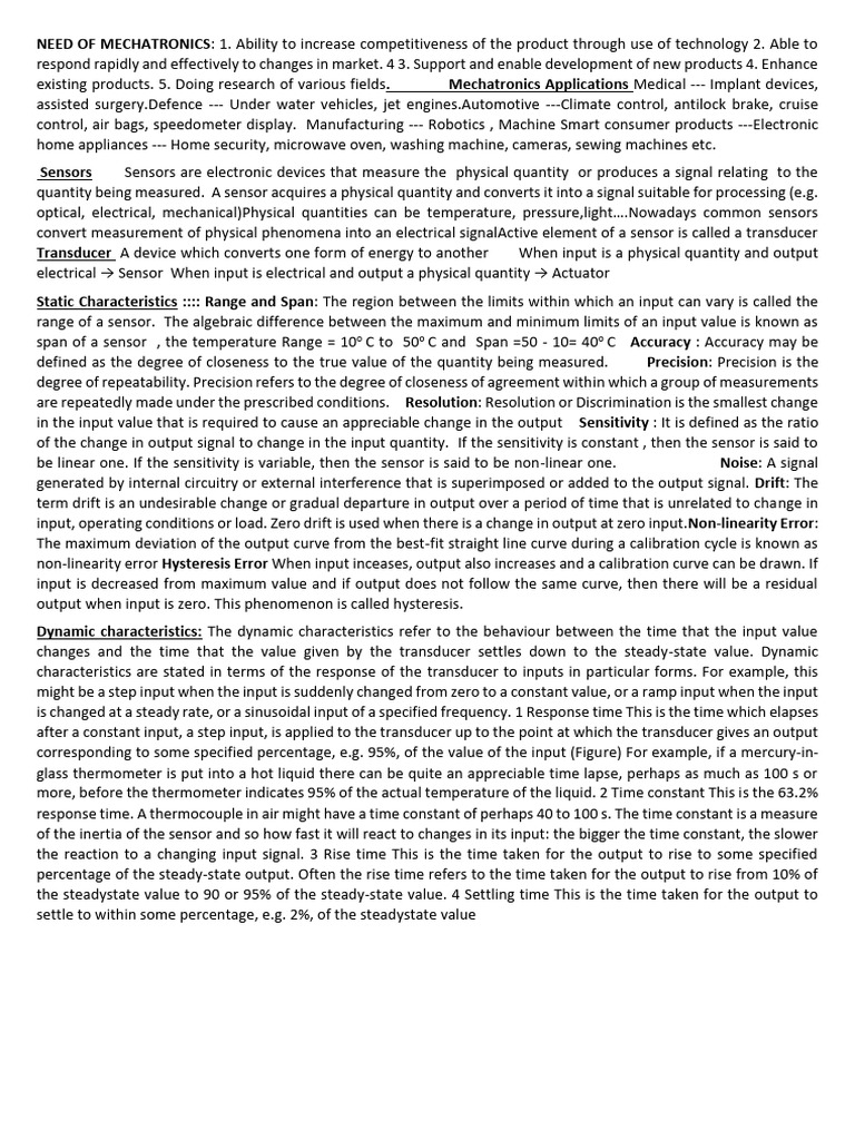 Importance and Applications of Mechatronics | PDF | Electric Motor ...