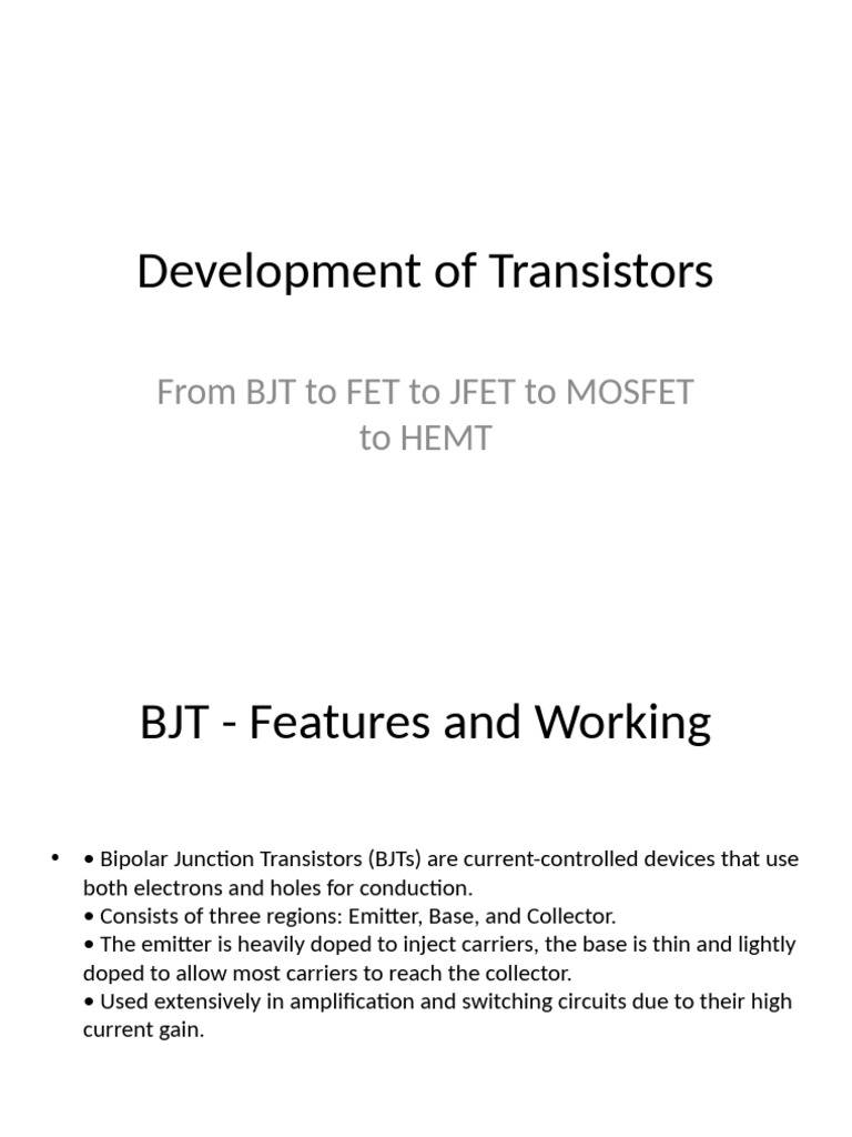 Development of Transistors Elaborated | PDF | Field Effect Transistor ...