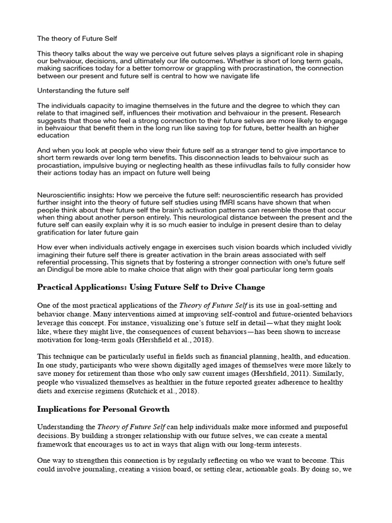 future self | PDF | Goal | Psychology