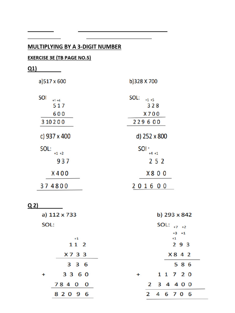 Class 4 Multiplication Lesson Plan | PDF