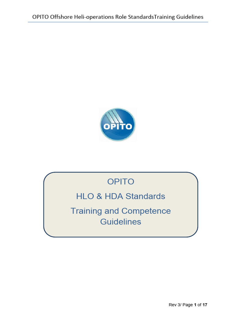OPITO HLO & HDA Training Standards | PDF