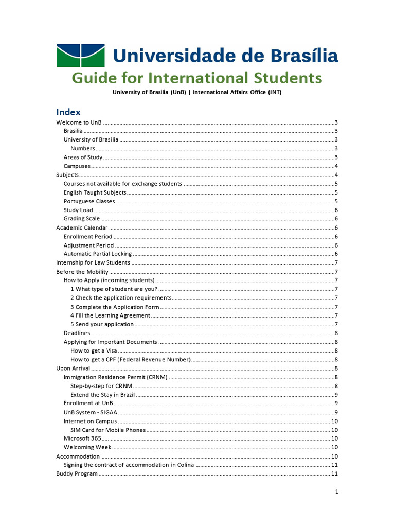 UnB Guide for International Students | PDF | Travel Visa