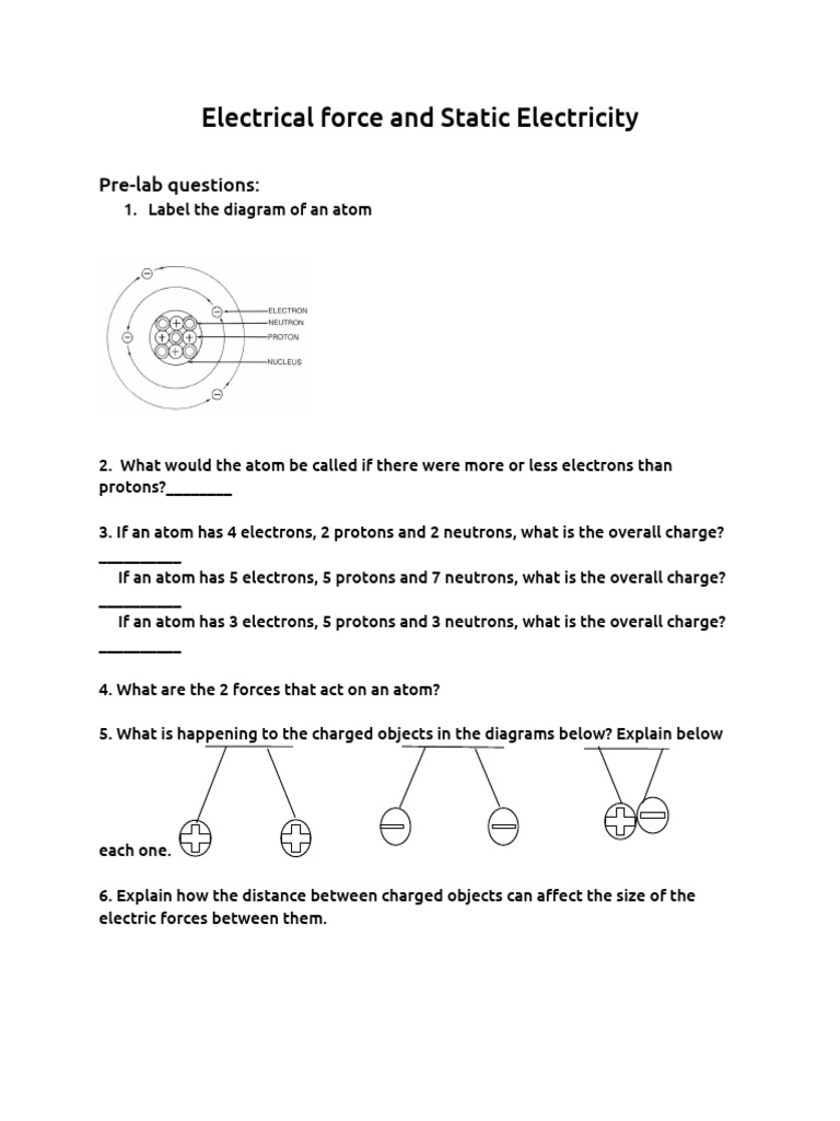 Electrical force and Static Electricity | PDF | Atoms | Electron