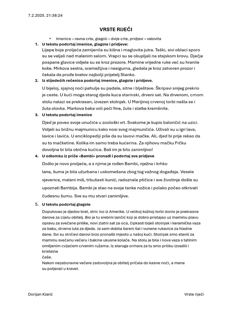 Vrste Riječi | PDF
