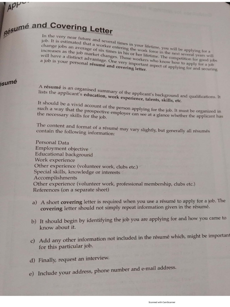 Resume and Cover Letter Writing | PDF