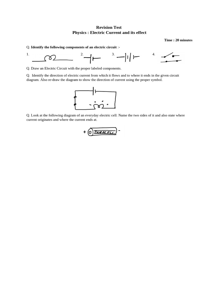 Revision Test Physics Electricity | PDF