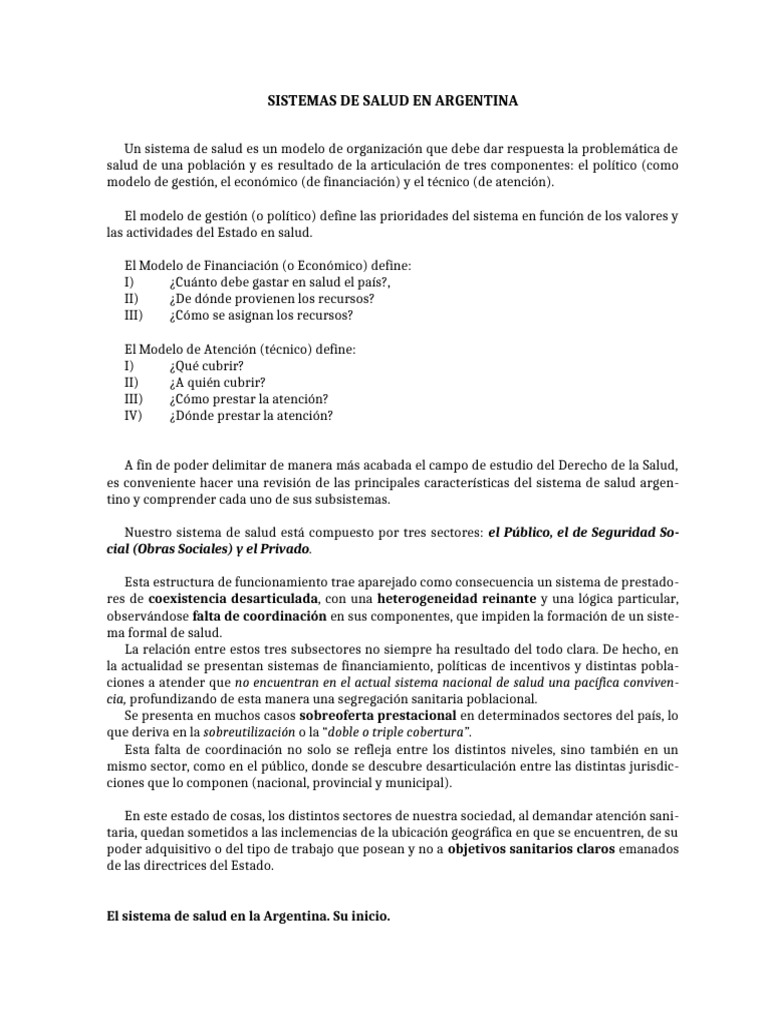 Sistema de Salud en Argentina: Estructura y Desafíos | PDF | Seguro ...