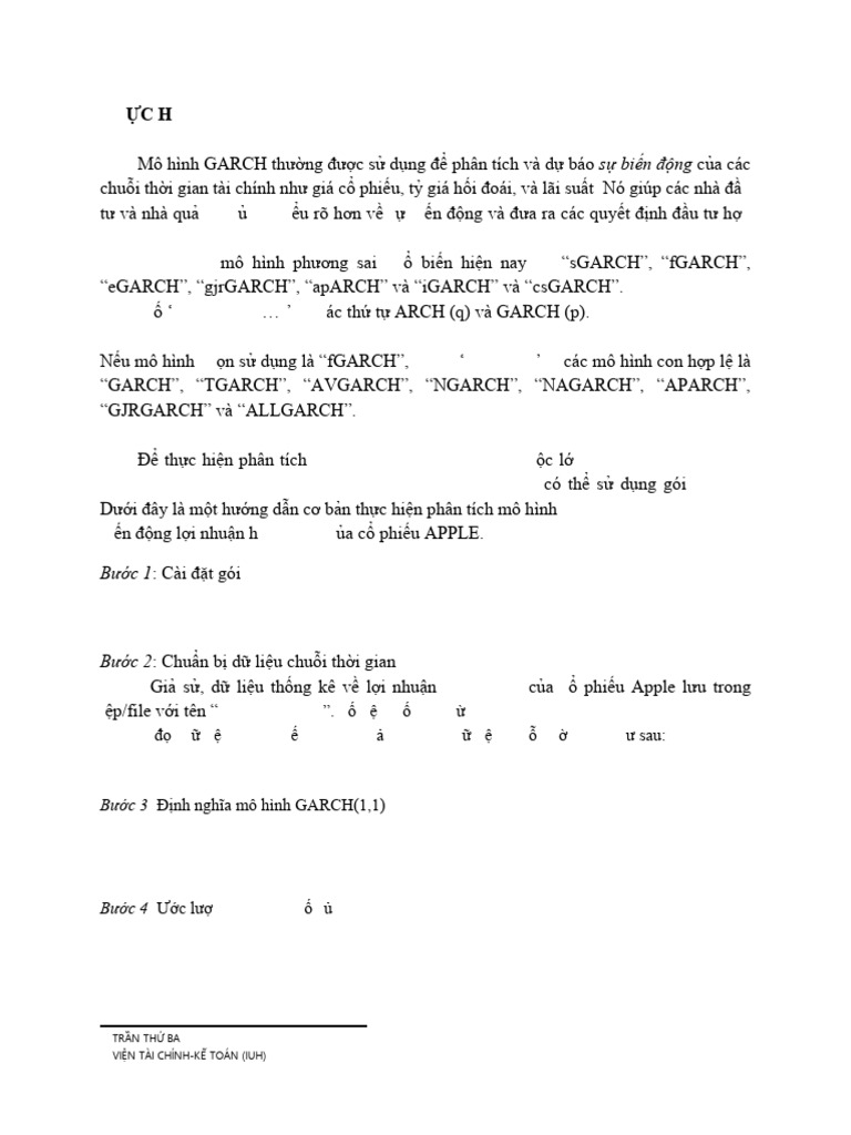 HD Phan Tich GARCH Tren R | PDF