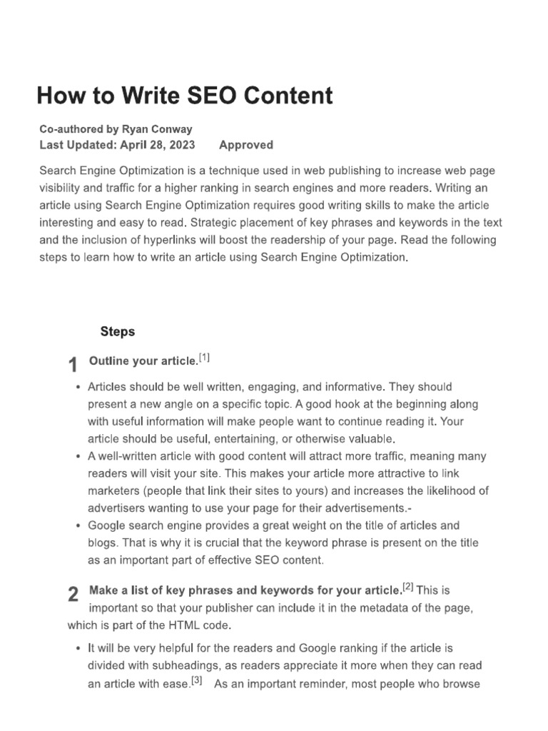 Printed How To Write SEO Content | PDF