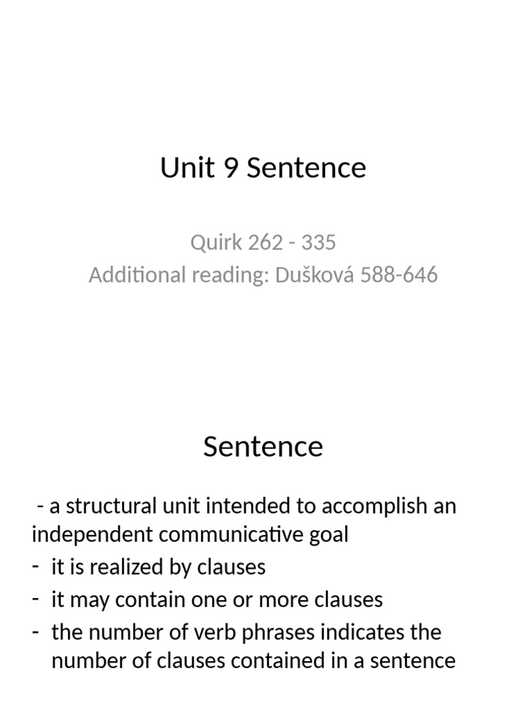 Lecture 9 Sentence | PDF | Clause | Sentence (Linguistics)