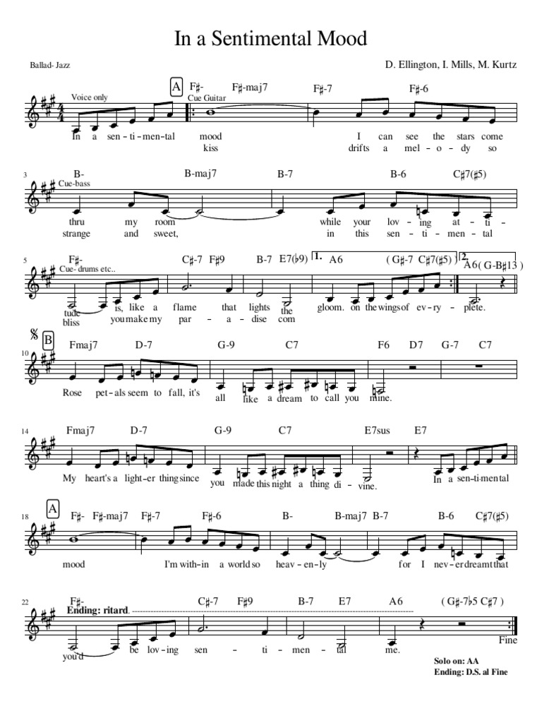 In a Sentimental Mood Sheet Music | PDF