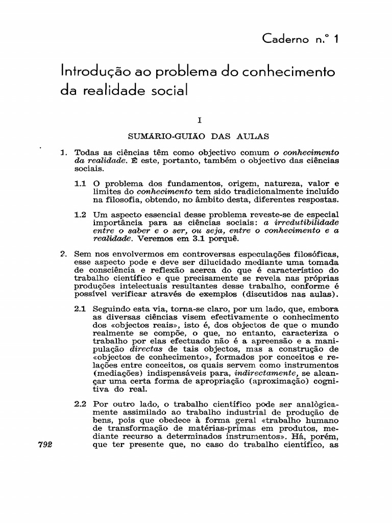 Conhecimento e Realidade nas Ciências Sociais | PDF | Science | Sociologia