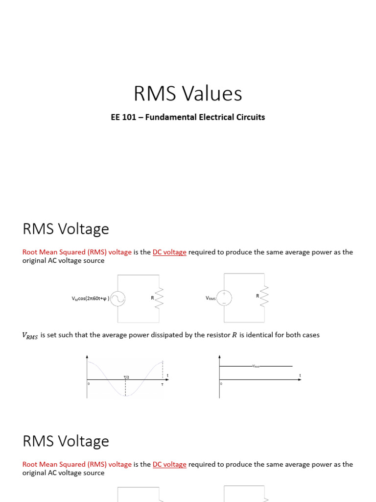 RMS Values: EE 101 - Fundamental Electrical Circuits | PDF | Root Mean ...