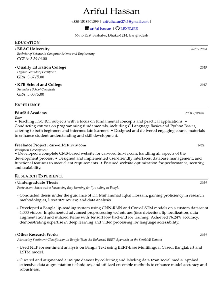 Ariful Hassan: Computer Science Profile | PDF | My Sql | Php