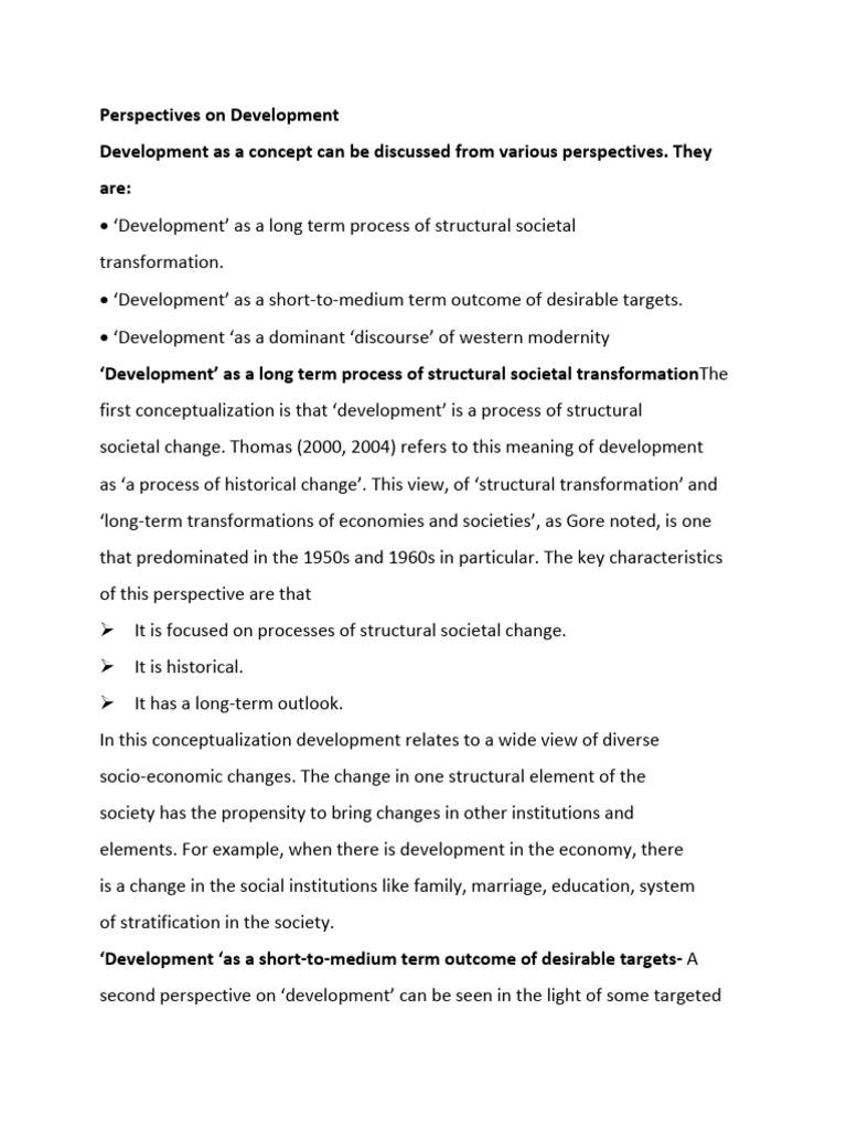 Perspectives on Development Concepts | PDF | Society | United Nations ...