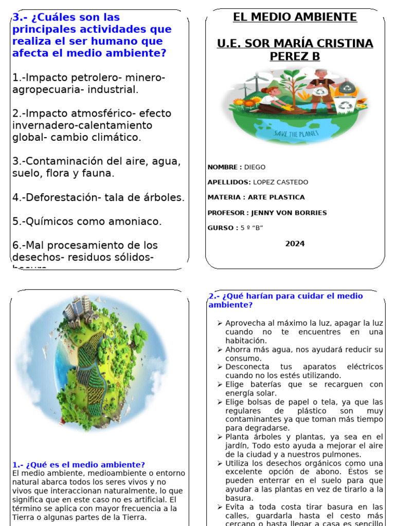 Diptico Medio Ambiente | PDF | Residuos | Entorno natural