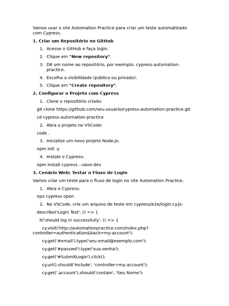 Testes Automatizados com Cypress | PDF | Engenharia de Software | Programas