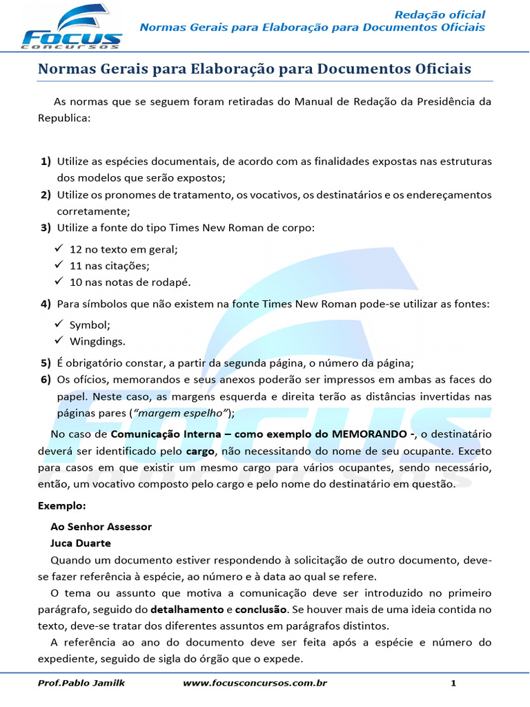 Normas para Redação de Documentos Oficiais | PDF | Caixa alta e caixa ...