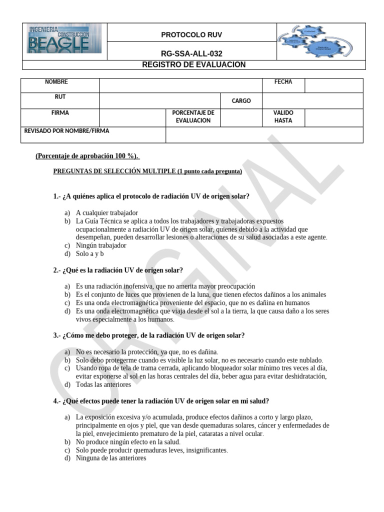 Protocolo de Radiación UV en el Trabajo | PDF | Radiación | Ultravioleta