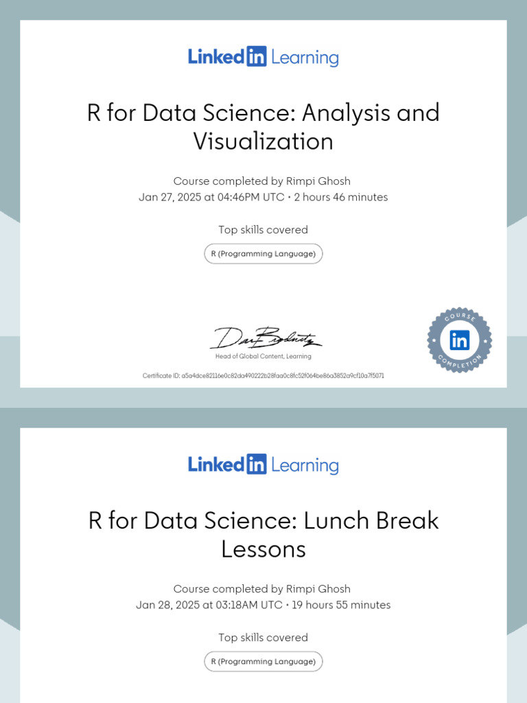 R for Data Science Course Completion | PDF