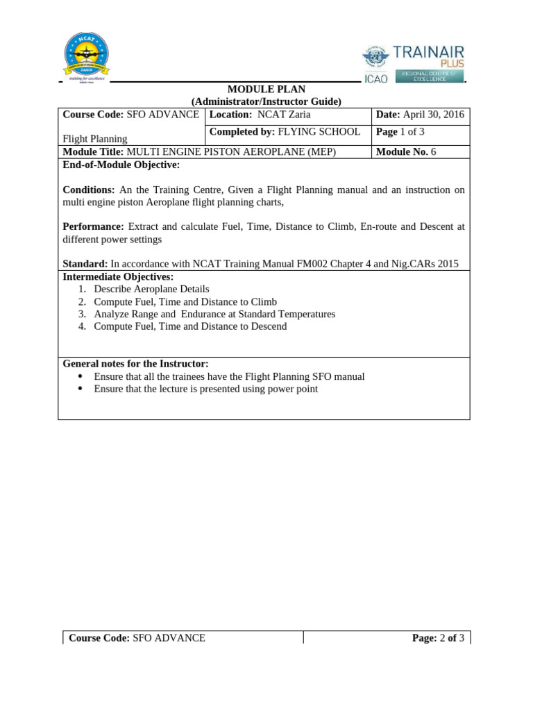 Flight Planning SFO MODULE SIX PLAN | PDF