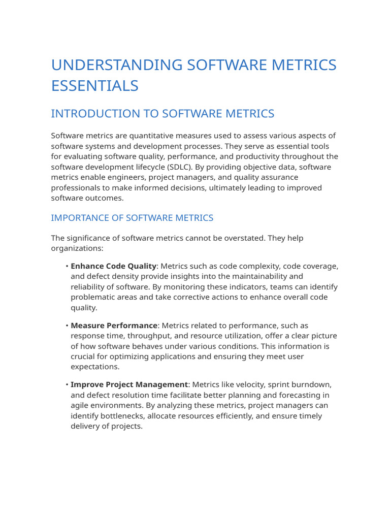 Understanding Software Metrics Essentials | PDF | Performance Indicator ...