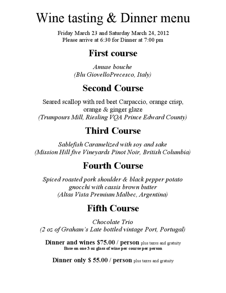Wine Tasting March 2012 | PDF