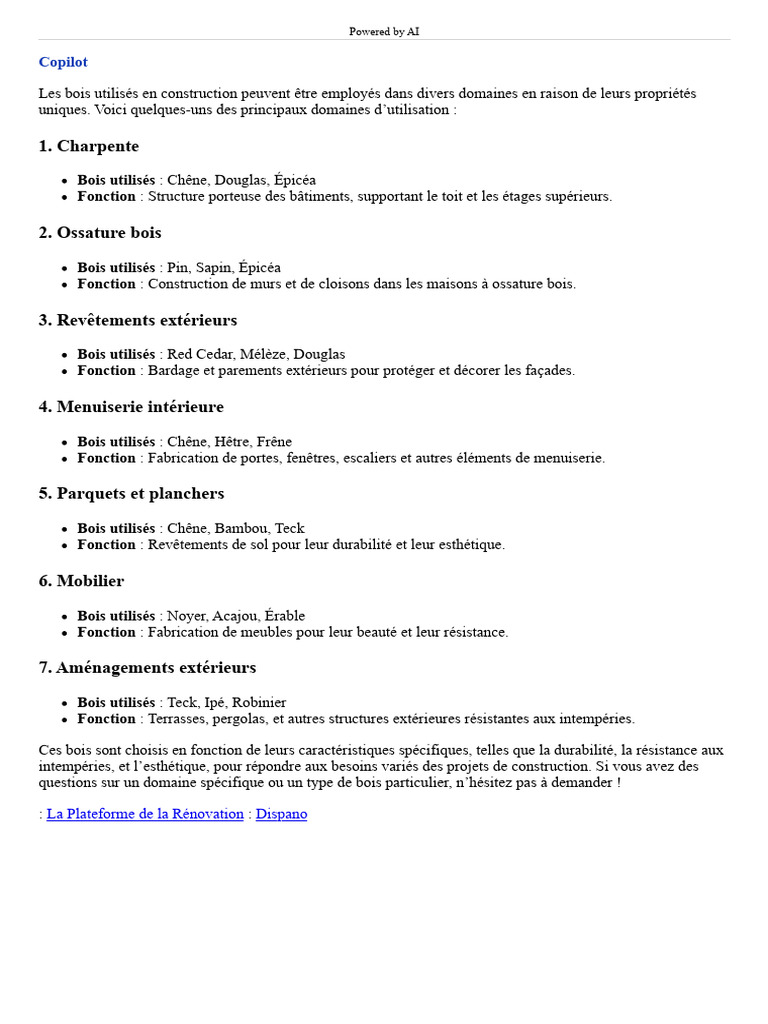 Bois en construction : usages et types | PDF