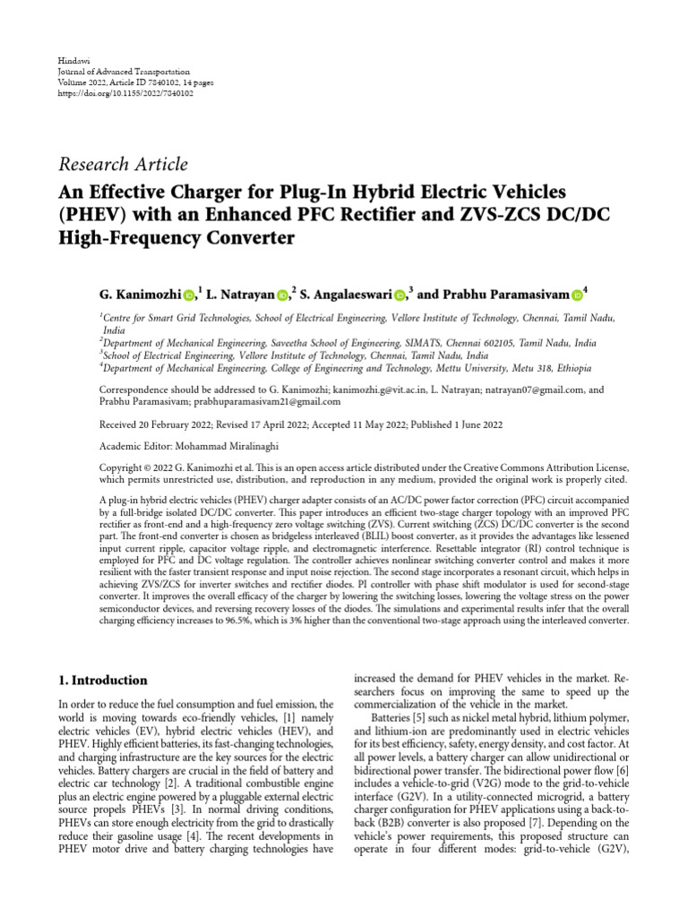 An Effective Charger For Plug-In Hybrid Electric V | PDF | Rectifier ...