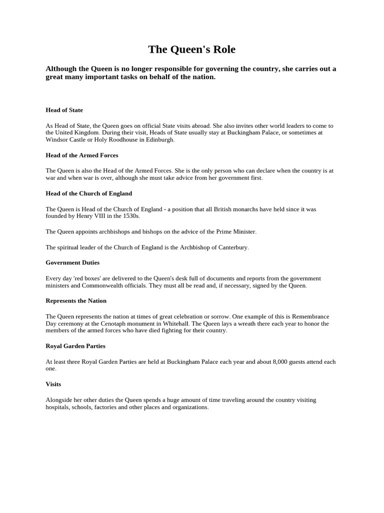 The Queen roles | PDF
