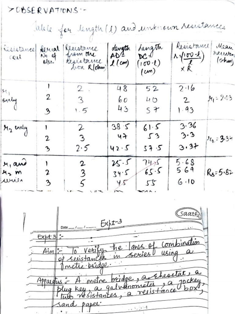 Series Combination Metre Bridge | PDF