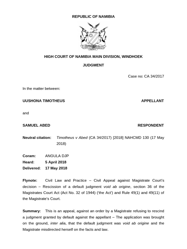 Rescission of Default Judgment Appeal | PDF | Judgment (Law) | Default ...
