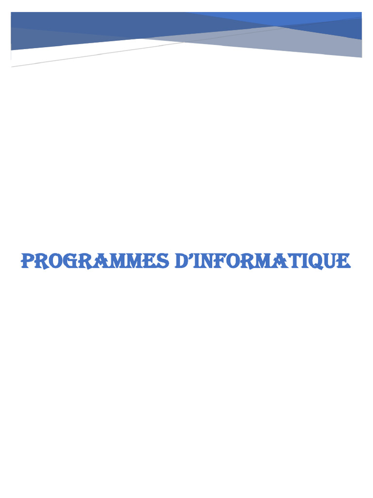 Programmes d'informatique secondaire 2018 | PDF | Feuille de calcul ...
