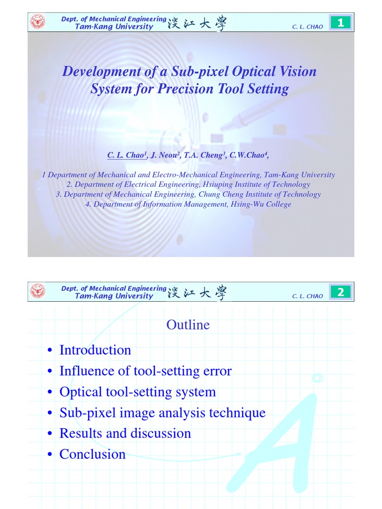 Sub-pixel Optical Tool Setting System | PDF | Pixel | Charge Coupled Device