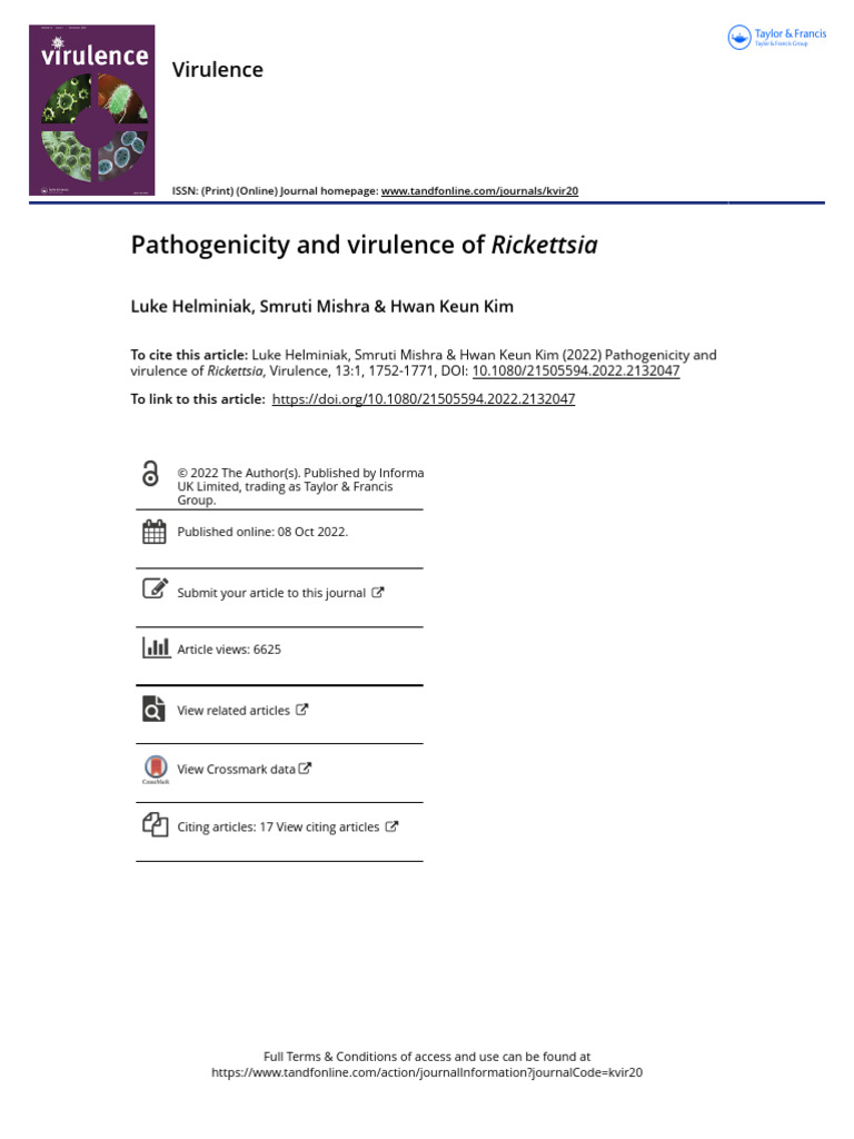 Pathogenicity and Virulence of Rickettsia | PDF | Secretion | Protein ...