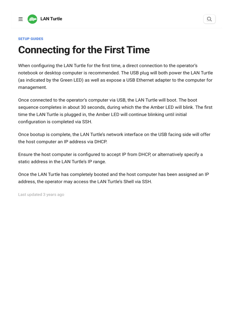 LAN Turtle First-Time Setup Guide | PDF