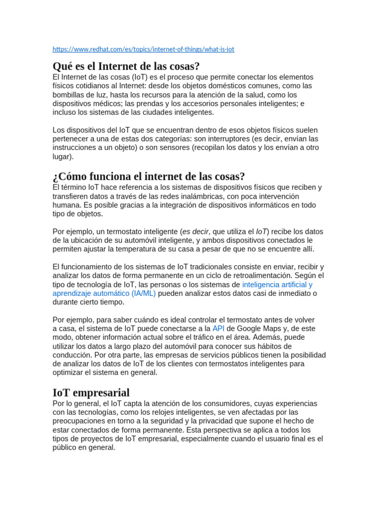 Qué es el Internet de las Cosas (IoT) | PDF | Internet de las Cosas ...