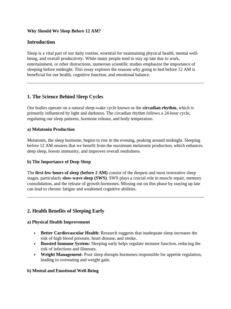Why Sleeping Before 12 AM Is Essential | PDF | Sleep | Sleep Deprivation