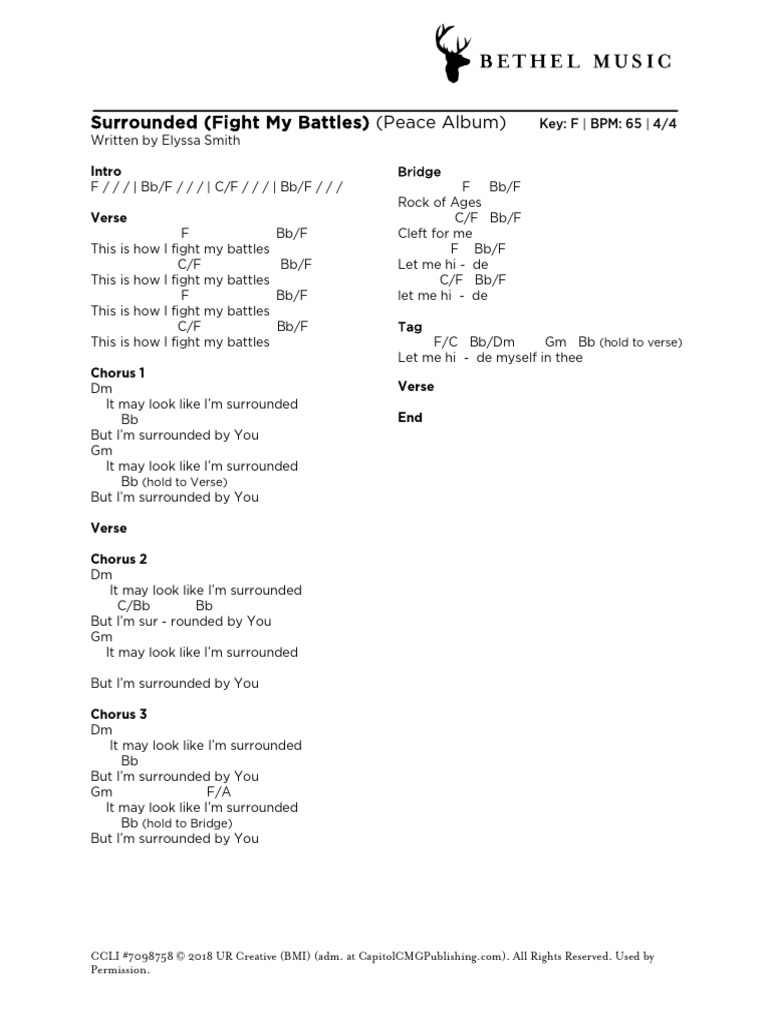 Surrounded Fight My Battles Chord Chart Peace | PDF
