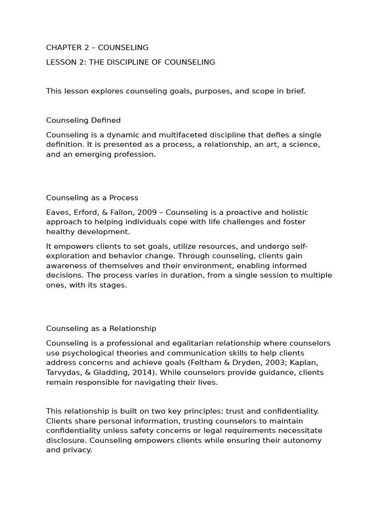 Understanding Counseling: Goals and Principles | PDF | Psychotherapy ...