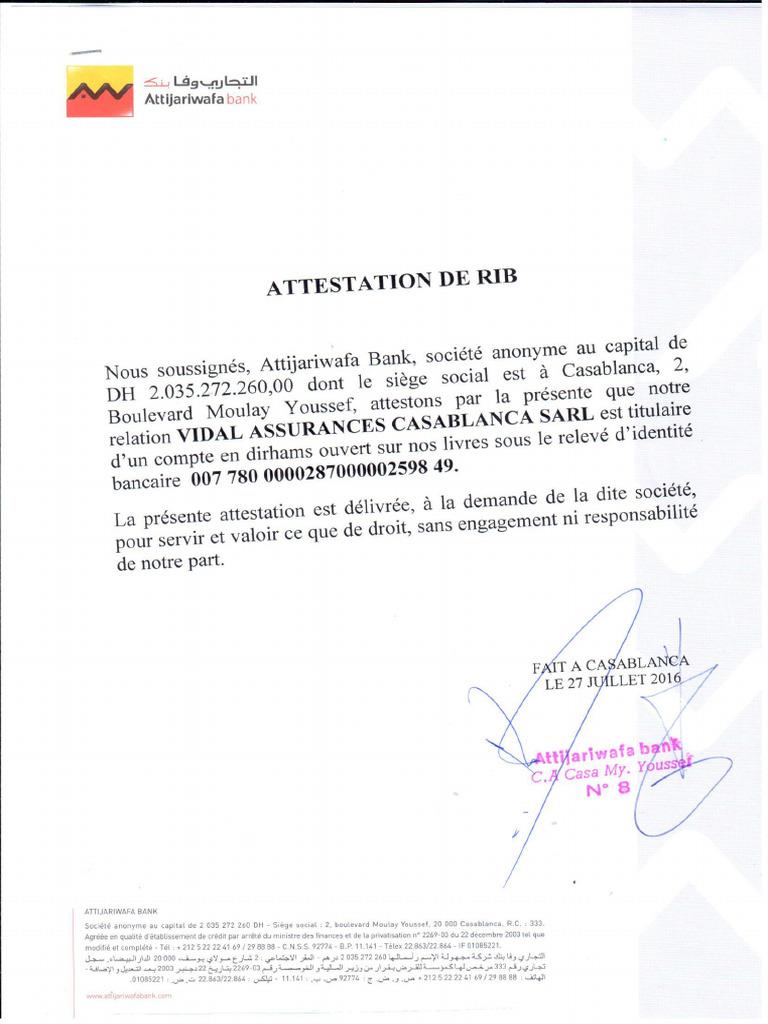Attestation de Rib | PDF
